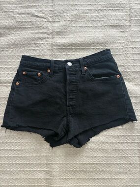 Levi's 501 Black Denim Cutoff Shorts with Raw Hem